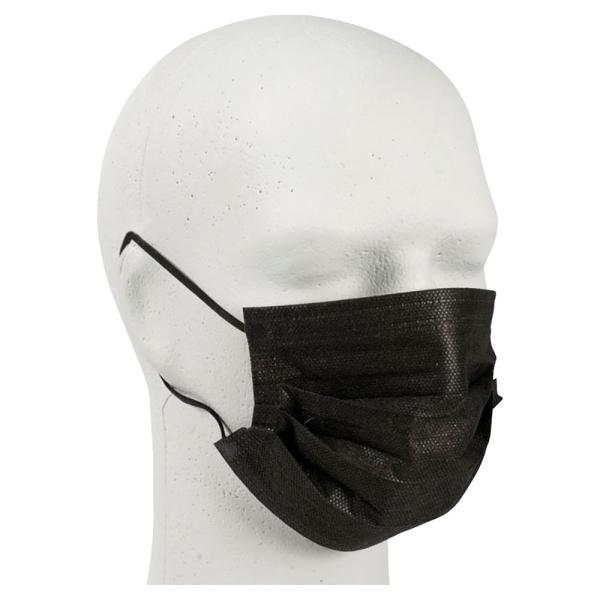 Mundmaske, PP-Vlies, 3-lg., Typ IIR schwarz, mit Nasenbügel, 50 Stück per Box